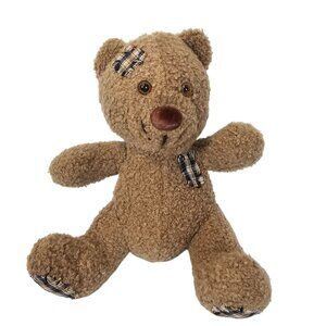 Soft Cuddly Teddy Bear Light‎ Brown Plaid Patches Cute Kids Toy Stuffed Animal